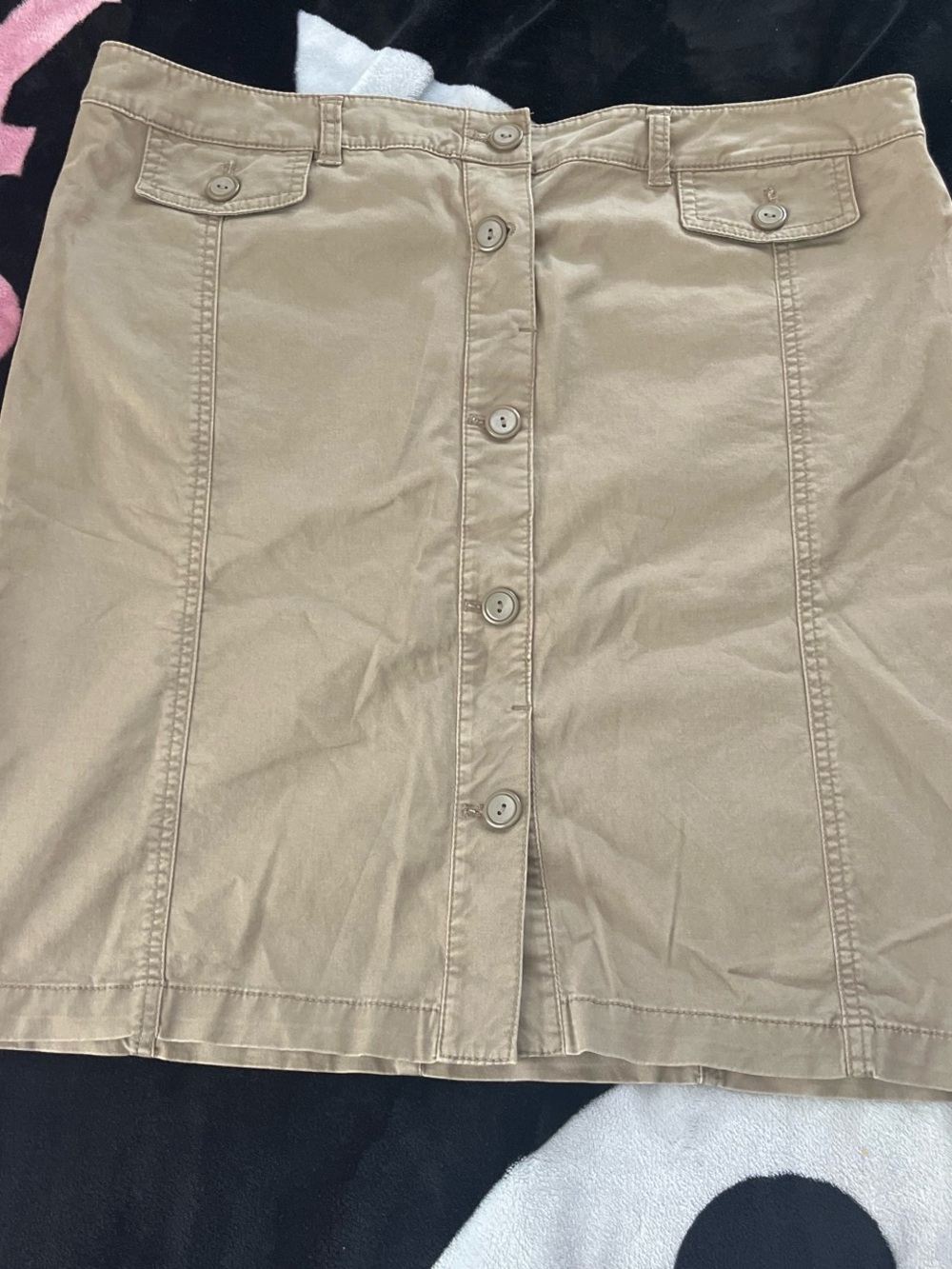 New York & Company Tan Button-Front Mini Skirt